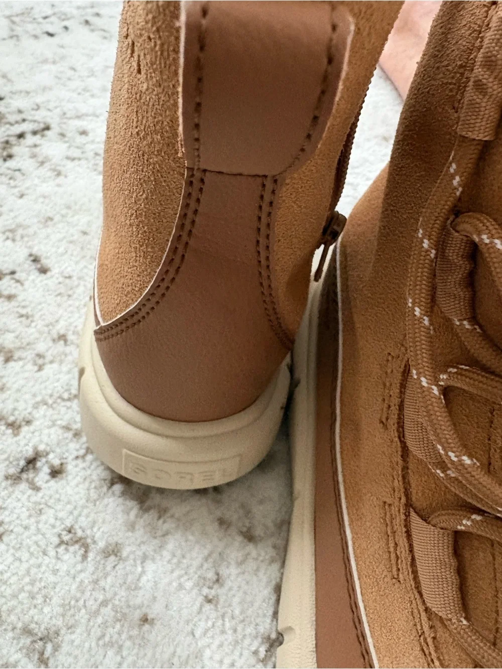 Sorel Kids Tan Faux-Fur Lined Lace-Up Boots